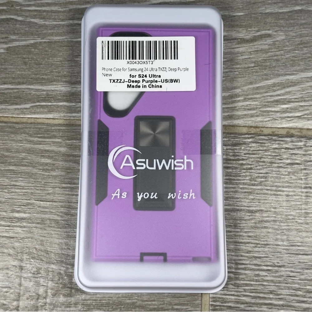 Asuwish Samsung S24 Ultra Phone Case Glass Protector Deep Purple Kickstand